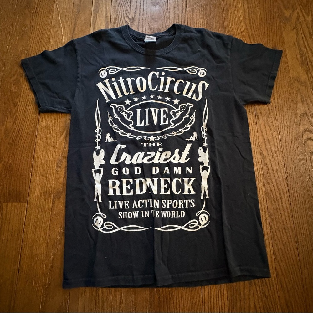 Nitro Circus Live “Craziest Redneck Show” Graphic Tee Black Gildan SIze M